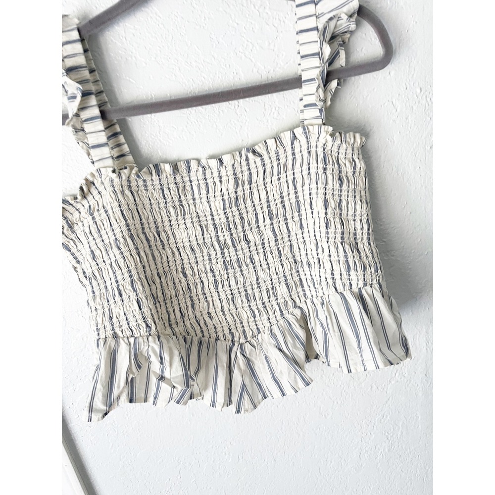 American Eagle AE Bella Smocked Crop Top Ruffle Tank Size XL Western Going Out - Picture 4 of 7